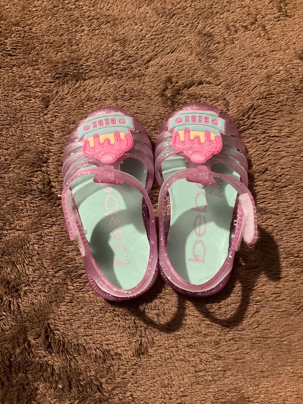 Bebe Pink Glitter Jelly Sandals